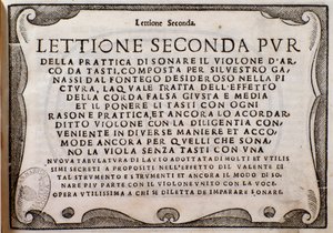 Frontispice van Lettione Seconda door Silvestro Ganassi dal Fontego door Unknown artist