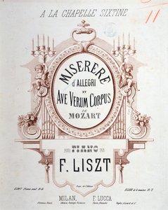 Frontispice van Miserere door Allegri en Ave verum corpus door Mozart, getranscribeerd door Liszt voor piano (1865)