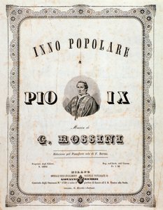 Frontispice van muzikale partituur Populair hymne voor Pius IX