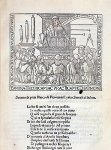 Frontispice van het verdrag Angelicum ac divinicum opus musicae door Franchino Gaffurio door Unknown artist
