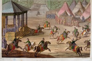 Spel van de jirid in het Ottomaanse Rijk - in "Het oude en moderne kostuum" door Jules Ferrario door Unknown artist