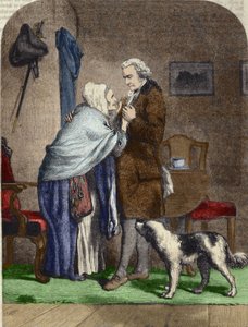 George Washington (1732-1799), gekozen tot president van de Verenigde Staten, begroet zijn moeder voordat hij vertrekt.