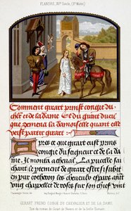 Girart neemt afscheid van de ridder en de dame - facsimile van verluchting uit de 15e eeuw door Unknown artist