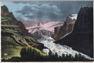 Gletsjer van Grindelwald in Zwitserland - Zwitserland, Grindelwald gletsjer in de 19e eeuw - gravure uit 