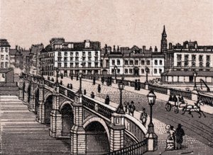 Glasgow, Schotland: uitzicht op de Broomielaw-brug