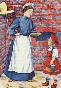 Breng die cake en die pot boter naar je grootmoeder. Anonieme illustratie voor 