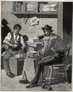 Goudklopper. Gravure uit 1885 in 