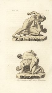 Griekse atleten die strijden in de vechtsport Pankration door Unknown artist