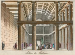 Griekse beschaving - Ideale reconstructie van het Parthenon in Athene - gravure uit 