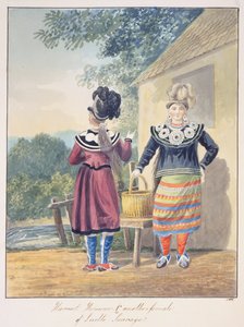 Harriet Huronne & een andere vrouw van Lorette Sauvage, ca. 1843-50 (aquarel) door Unknown artist