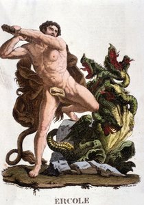 Hercules verslaat de Hydra van Lerna - gravure door Unknown artist