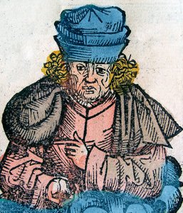 Herodotus (Herodotos, 484-425 v.Chr.), Griekse historicus - HERODOTUS 490-425 v.Chr., Griekse historicus - houtsnede uit de Neurenberg Kroniek