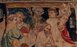 Geschiedenis van Sint Piat en Sint Eleuthère, Scene 7 doop van de verbannen christenen, Detail. De doop