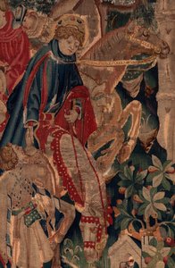 Geschiedenis van Sint Piat en Sint Eleuthère, Scène 8, Detail midden. Ruiters. door Unknown artist