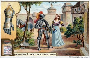 Geschiedenis van de handschoen: de handschoen, stuk pantser, bij de Scandinavische volkeren - Liebig chromolithografie door Unknown artist