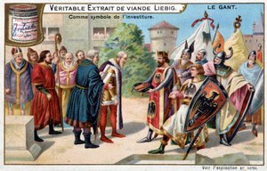 Geschiedenis van de handschoen: de handschoen als symbool van de investituur - Liebig chromolithografie