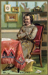 Honoré de Balzac (1799 - 1850) in zijn kantoor door Unknown artist