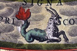 Horoscoop: teken van de dierenriem, Steenbok. 16e-eeuwse gravure.