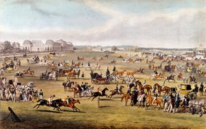 Paardenrace in Chantilly onder het beschermheerschap van de hertog van Orléans Gravure uit 1841. Privécollectie door Unknown artist