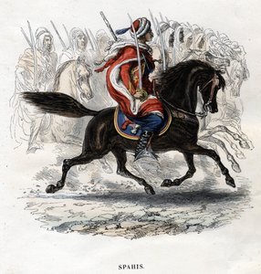 Spahis te paard. Gravure uit 1844.
