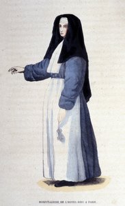 Hospitaalzuster van het Hôtel-Dieu in Parijs (gravure uit een album over religieuze orden, Parijs)