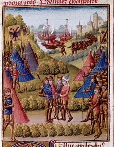 Hoe Romeinen de provincies van hun rijk verlaten. Miniatuur uit 