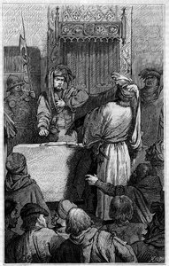 Honderdjarige Oorlog - La Jacquerie (1358): de koopman Etienne Marcel (1315-1358) en de schepen Jean Maillart, een van de leiders van de royalistische partij, tijdens de Jacquerie, een opstand van de boeren tegen de Franse adel. Gravure in 
