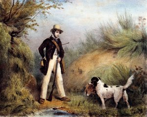 Jager met zijn hond (19e eeuw) Gien, jachtmuseum