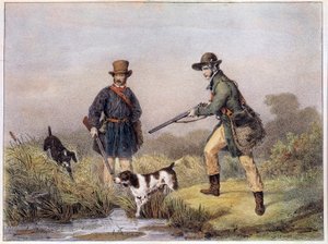 Jagers in de moerassen Prenten van de 19e eeuw Gien, jachtmuseum door Unknown artist