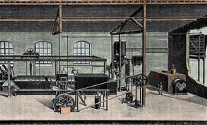 IJsfabricage: douane-installatie. Gravure uit de 19e eeuw door Unknown artist