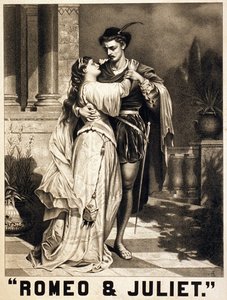 Illustratie van Romeo en Julia door Shakespeare. Lithografie, circa 1880