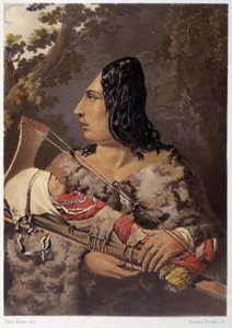 Indiaanse vrouw en haar baby - in "Wandering of an artist among the indians of north america" door Paul Kane, Longmans & Roberts, Londen door Unknown artist