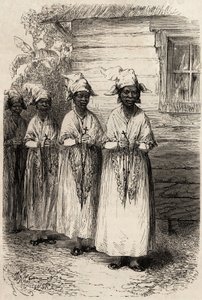 Inheemse vrouwen van Guyana, bij de katholieke processie van het Fête-Dieu