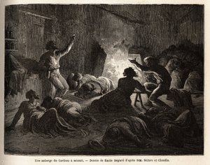 Binnen in een Caribou-herberg (Canada), om middernacht door Unknown artist
