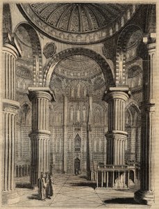 Interieur van de Blauwe Moskee, Istanbul, Turkije - 1838 - gravure door Unknown artist