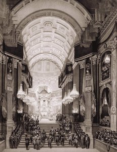 Interieur van de Kerk van de Invaliden tijdens de religieuze ceremonie op 15/12/1840. (Overbrenging van de as van Napoleon I naar de Invalides) door Unknown artist
