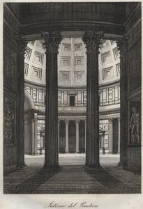 Interieur van het Pantheon, Rome - gravure uit 