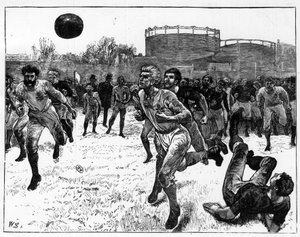 Internationale voetbalwedstrijd tussen Angelsaksische landen door Unknown artist