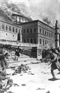 Invasie en plundering van Rome door Alarik I, koning van de Visigoten, in 410 door Unknown artist