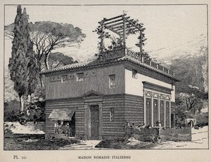 Italiaans Romeins huis - gravure uit 1889 in 