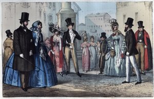 Italiaanse mode in de 19e eeuw - gravure uit 