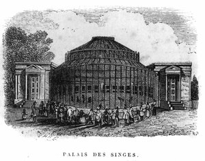 Jardin des Plantes in Parijs in 1861: paleis van de apen.