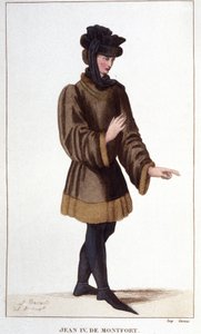 Jean de Montfort. Bij het opeisen van zijn rechten verklaarde hij de Oorlog van de Successie van Bretagne. Gravure uit 1830. door Unknown artist
