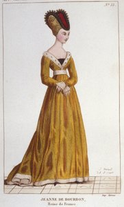Jeanne de Bourbon (1338-1378). Koningin van Frankrijk van 1364 tot 1378. Gravure uit 1830 door Unknown artist