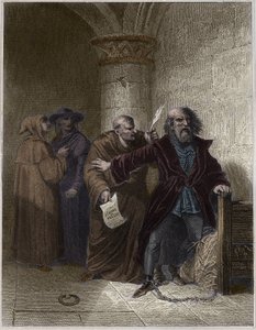 Jerome van Praag weigert te herroepen - Jerome van Praag (1379-1416) kerkhervormer, weigert te herroepen - Gravure in 