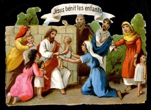 Jezus Christus zegent kinderen door Unknown artist