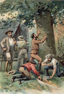 John McDouall Stuart (1815-1866): Schotse ontdekkingsreiziger, markeert na het doorkruisen van Australië in 1862 de plaats op een boom van zijn laatste toevlucht door Unknown artist