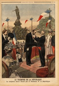 Jules Dalou, beeldhouwer, versierd met het legioen van eer door de president van de republiek Emile Loubet door Unknown artist