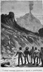 Jules Verne: Het mysterieuze eiland. Illustratie uit de 19e eeuw. door Unknown artist