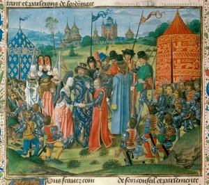 Koning Karel VI overhandigt zijn dochter Isabella van Frankrijk aan Richard II, koning van Engeland